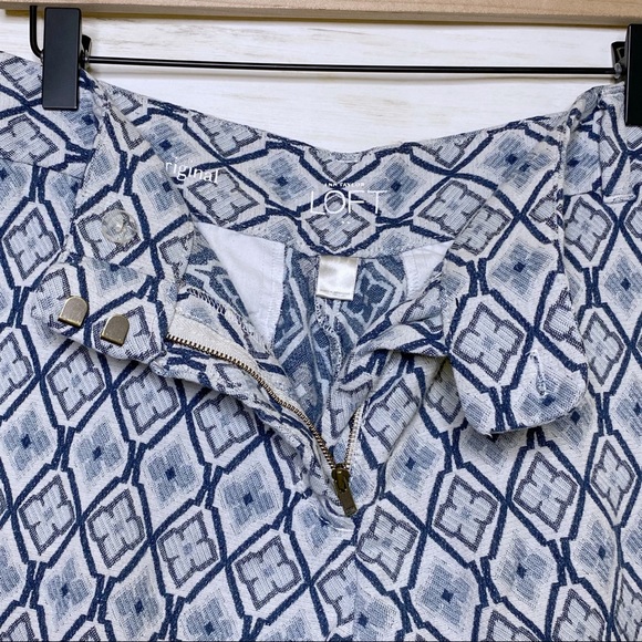 Loft Blue Diamond Textured Twill Shorts - Size 16 - Picture 4 of 8